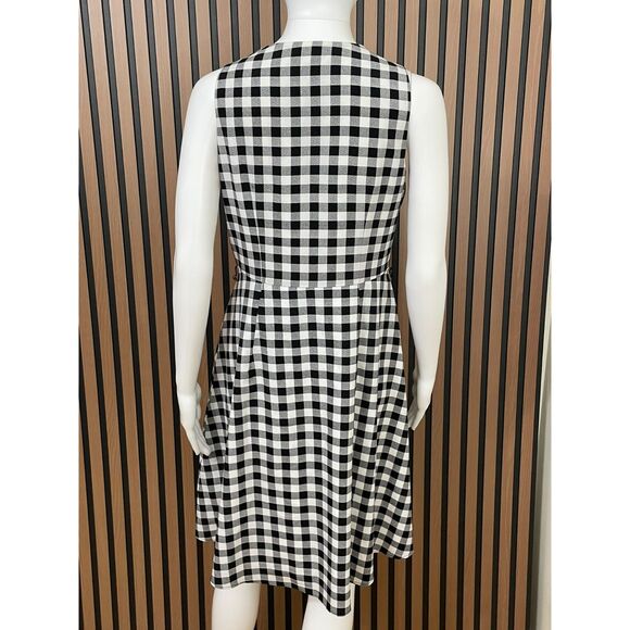 Ann Taylor Women's 4P Black Dress Polyester Plaid Strappy Sleeve Sheath Casual - Picture 2 of 8